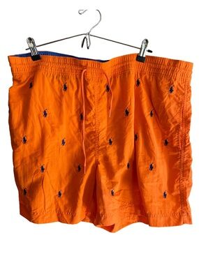 Polo Ralph Lauren Logo Pattern Swimming Shorts Trunks L Draw String